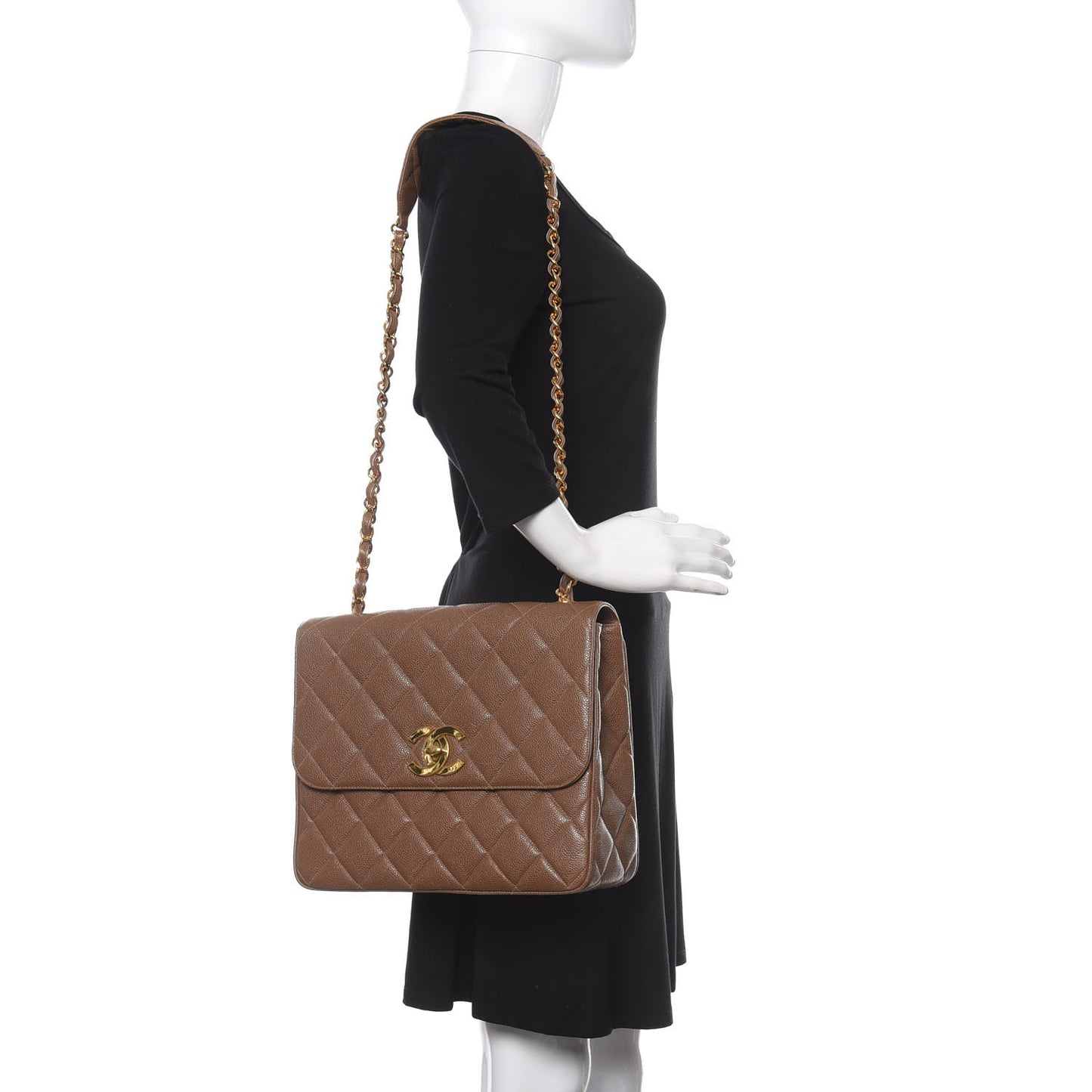 Caviar Jumbo Single Flap Brown