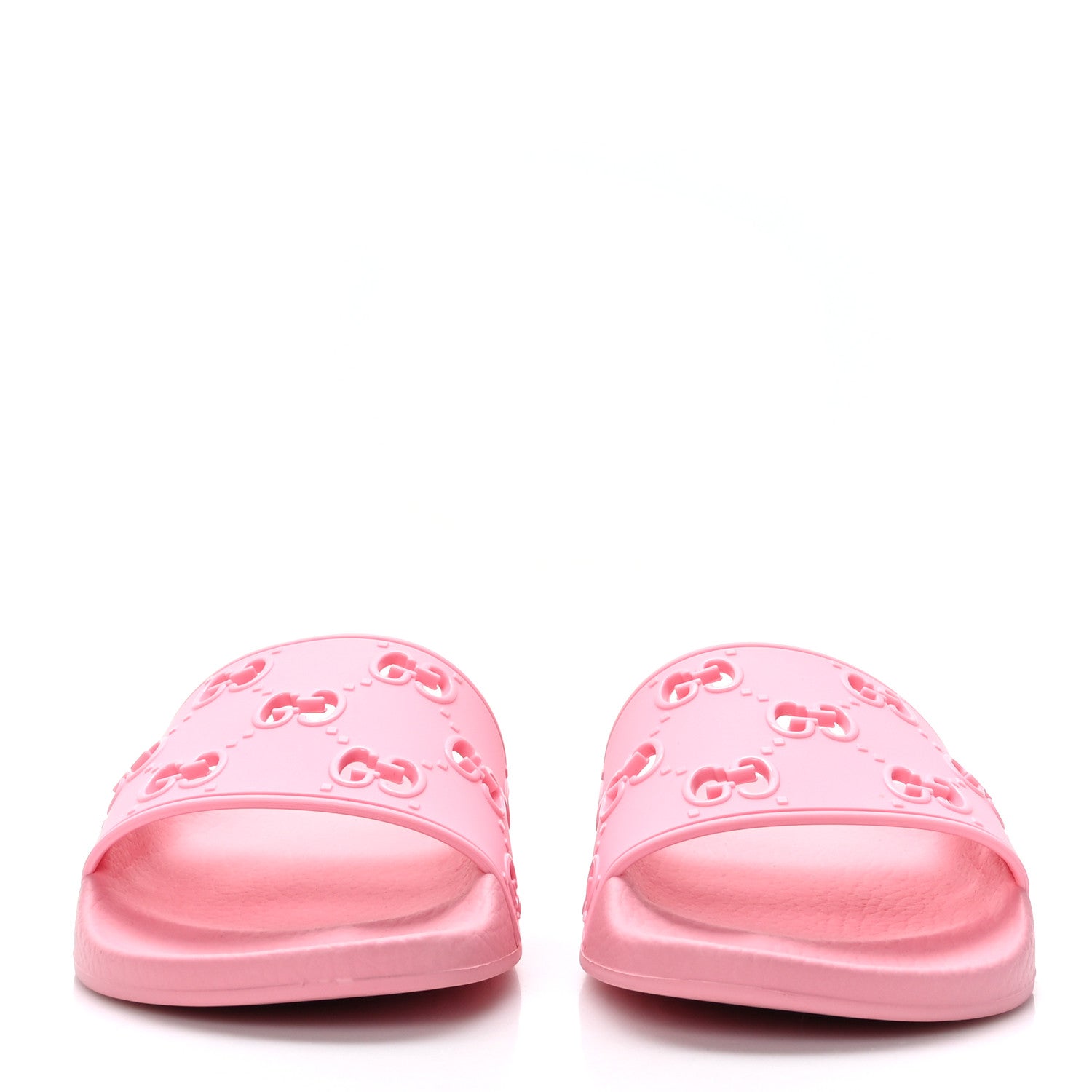 Gucci Rubber GG Monogram Perforated Womens Slide Sandals 37 Rose Box 2 of 6