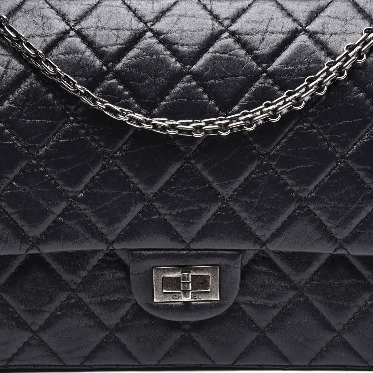 Aged Calfskin Quilted 2.55 Reissue 226 Flap Navy Blue