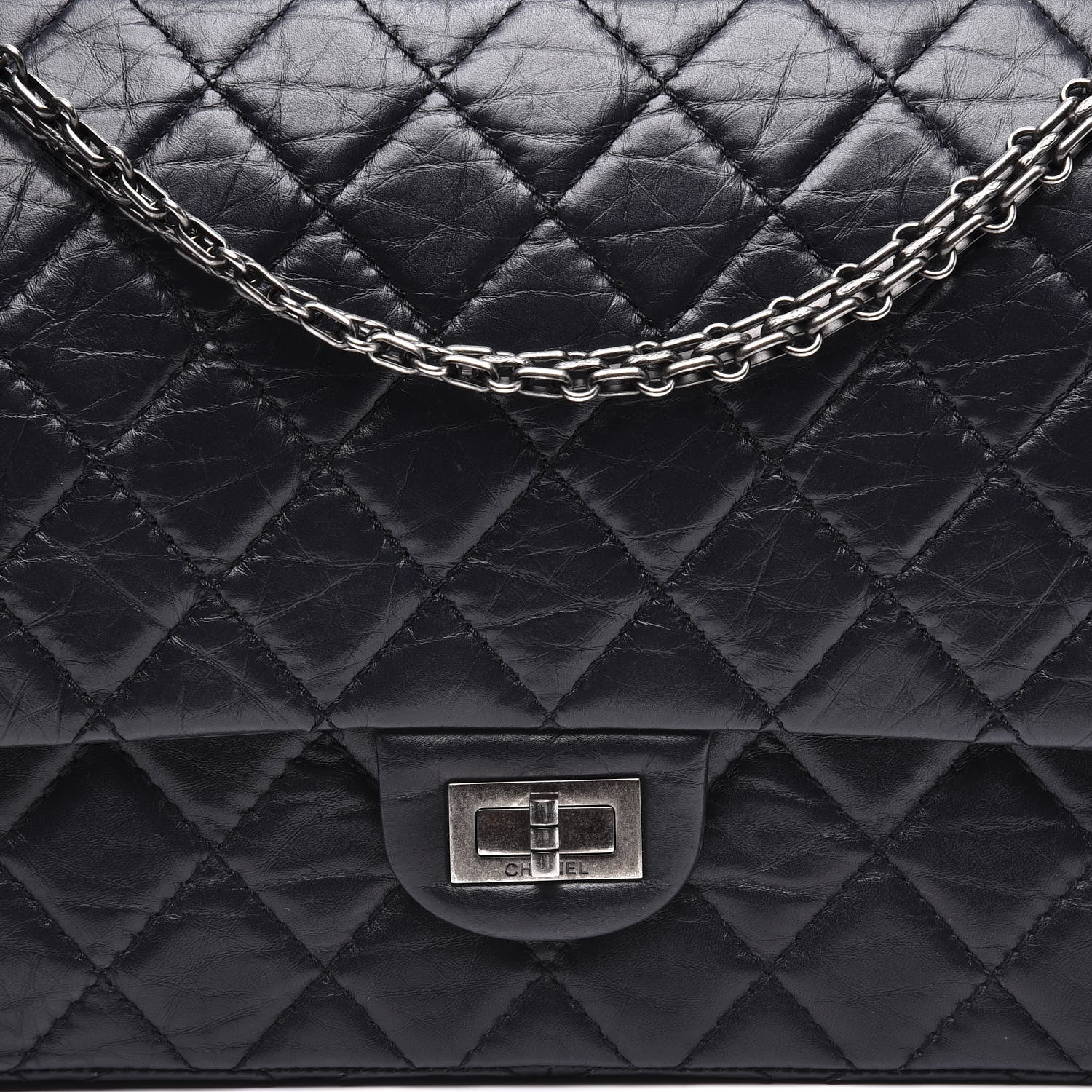 Chanel Aged Calfskin Quilted 2.55 Reissue 226 Flap Navy Blue 9 of 10