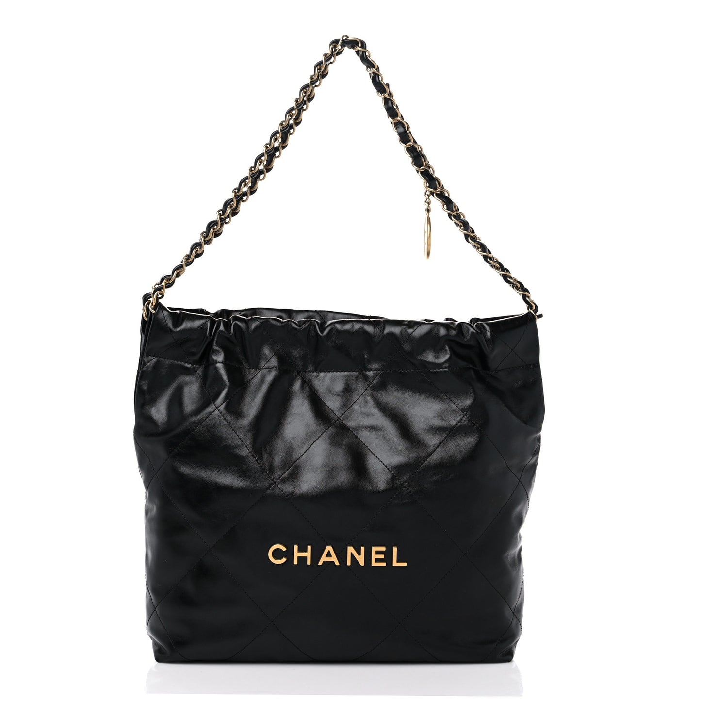 Shiny Calfskin Quilted Small Chanel 22 Black