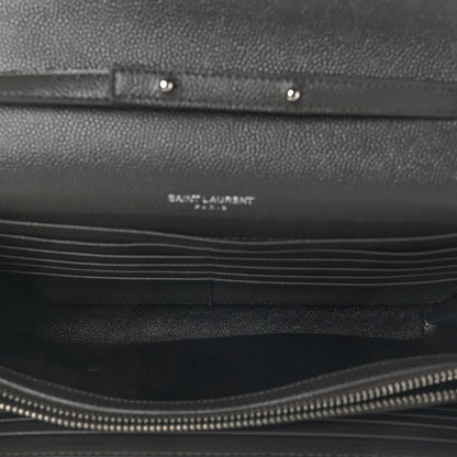 Saint Laurent Grain De Poudre Matelasse Chevron Monogram Envelope Chain Wallet Earth 5 of 9