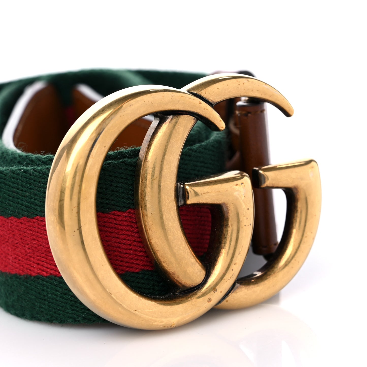 Nylon Calfskin Double G Web 40mm Belt 100 40 Green Red Cuir