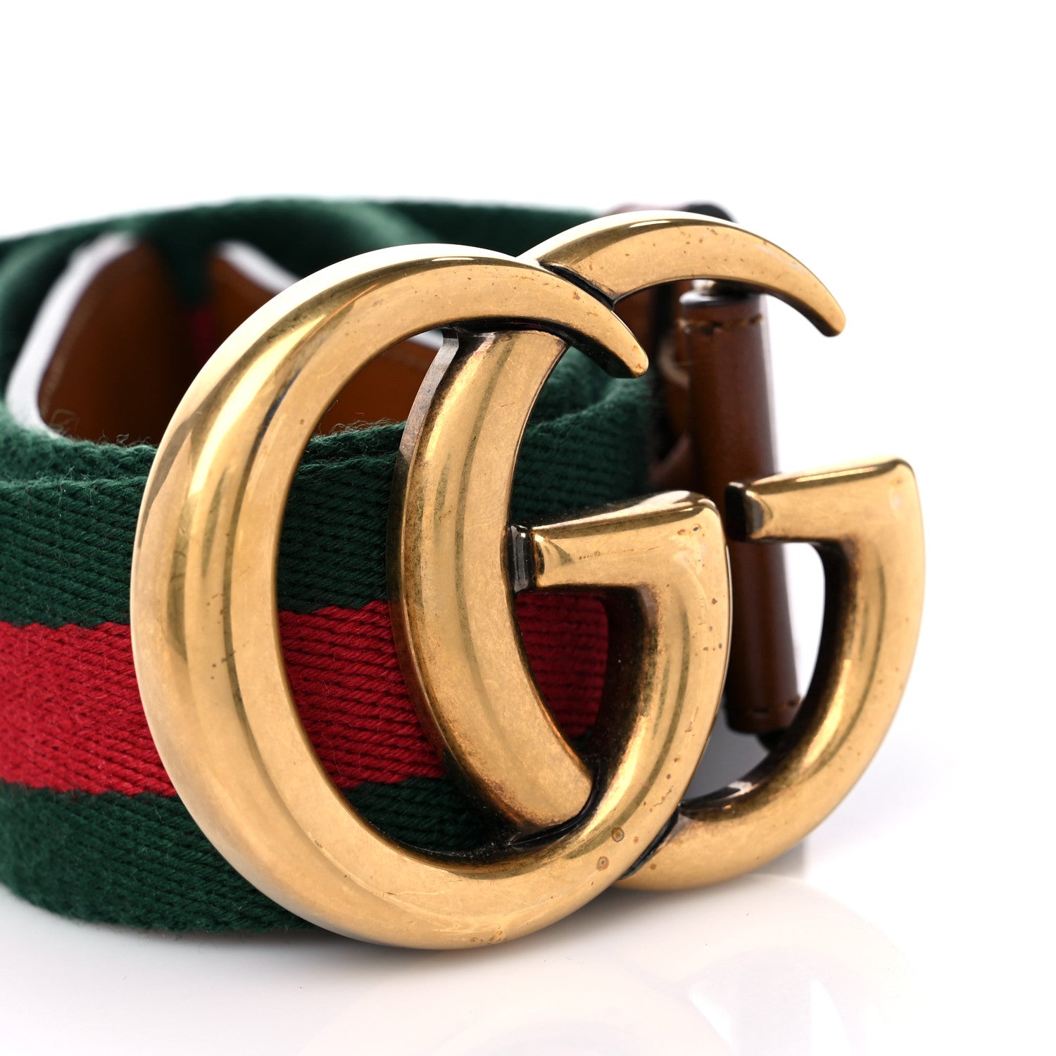 Gucci Nylon Calfskin Double G Web 40mm Belt 100 40 Green Red Cuir 6 of 6