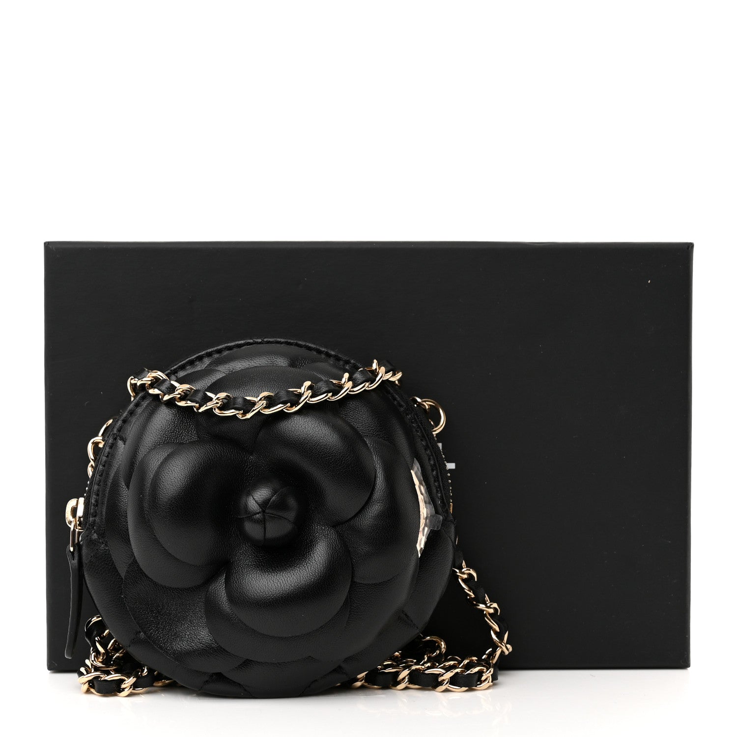 Chanel Lambskin Mini Camellia Bouquet Clutch With Chain Black 11 of 11