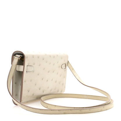 Hermes Ostrich Kelly Wallet To Go Gris Perle 2 of 9