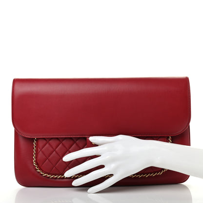 Chanel Lambskin Quilted CC Unchained Clutch Red 2 of 9