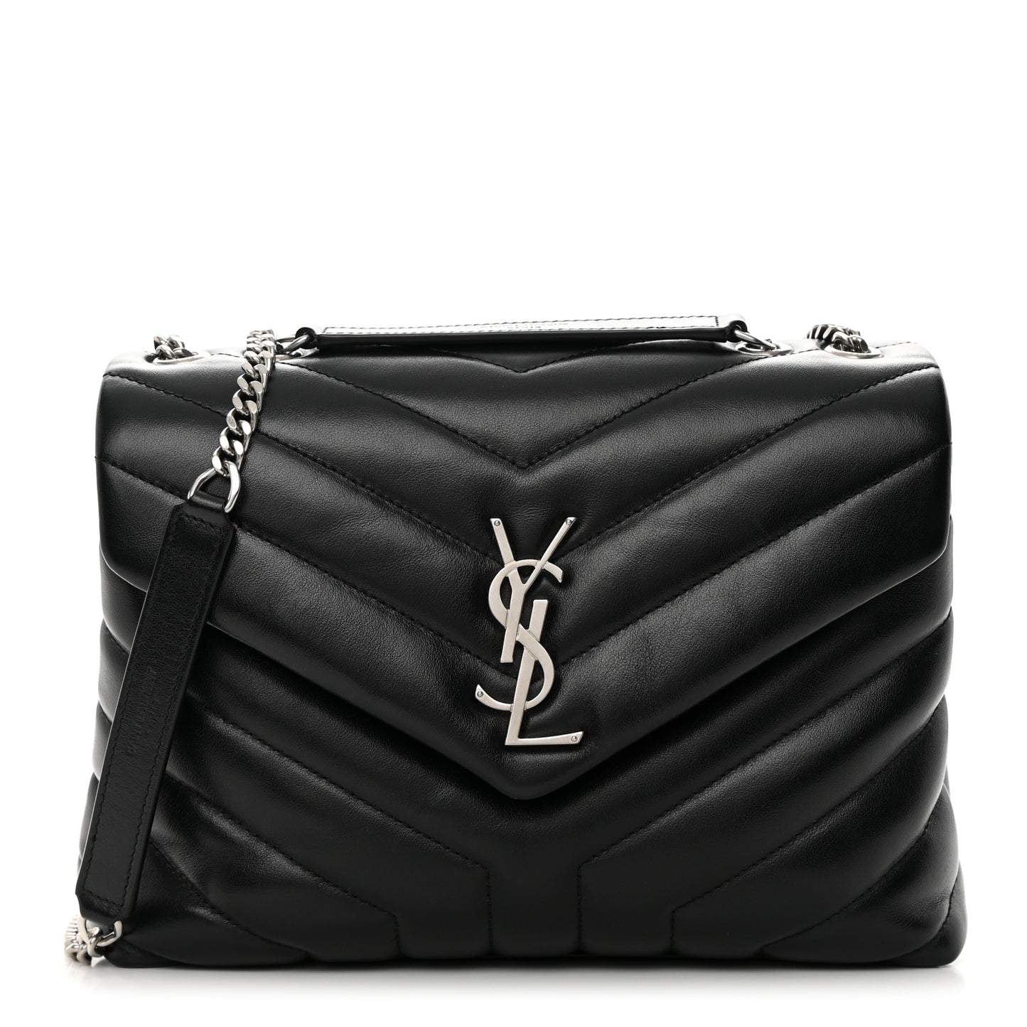 Calfskin Y Quilted Monogram Small Loulou Chain Satchel Black