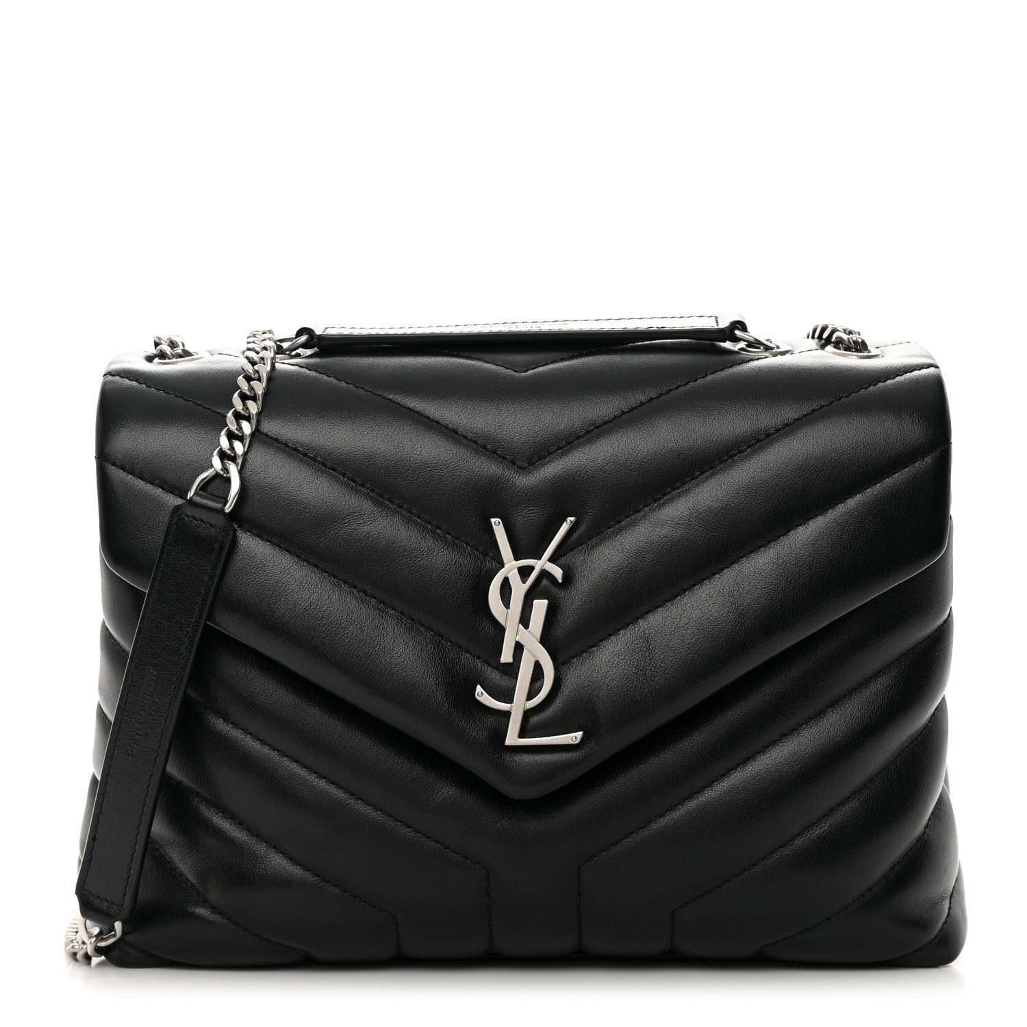 Saint Laurent Calfskin Y Quilted Monogram Small Loulou Chain Satchel Black 1 of 13