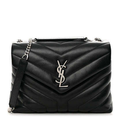 Saint Laurent Calfskin Y Quilted Monogram Small Loulou Chain Satchel Black 1 of 13