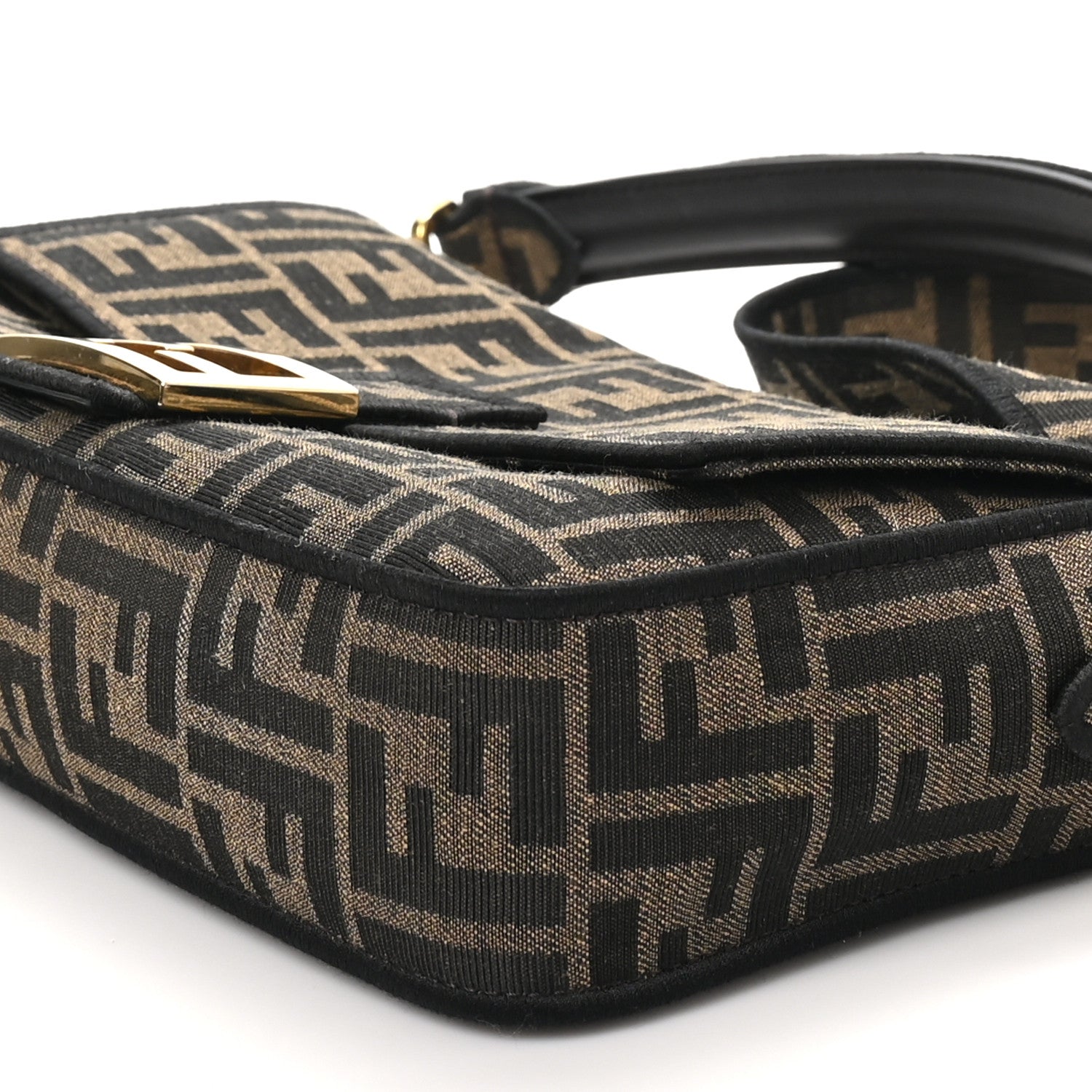 Fendi Fabric Jacquard FF 1974 Medium Baguette Tobacco Moro Black 10 of 11
