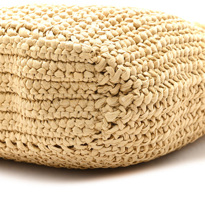 Prada Yarn Raffia Effect Crochet Embroidered Small Logo Tote Naturale 9 of 9