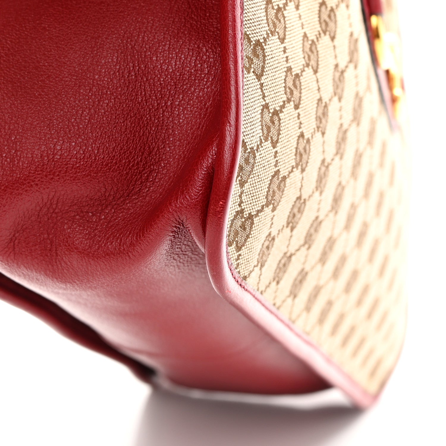 Gucci Monogram New Sakai Calfskin Lux Horsebit 1955 Tote Bag Beige Ebony New Cherry Red 12 of 13