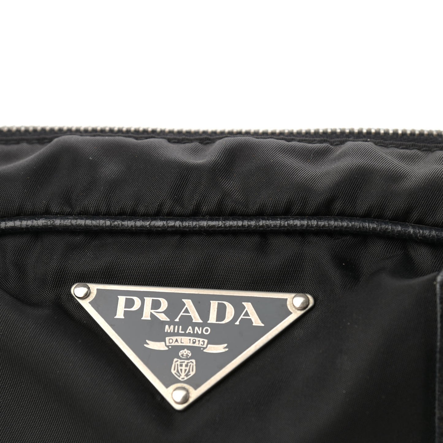 Tessuto Nylon Calfskin Shoulder Bag Black