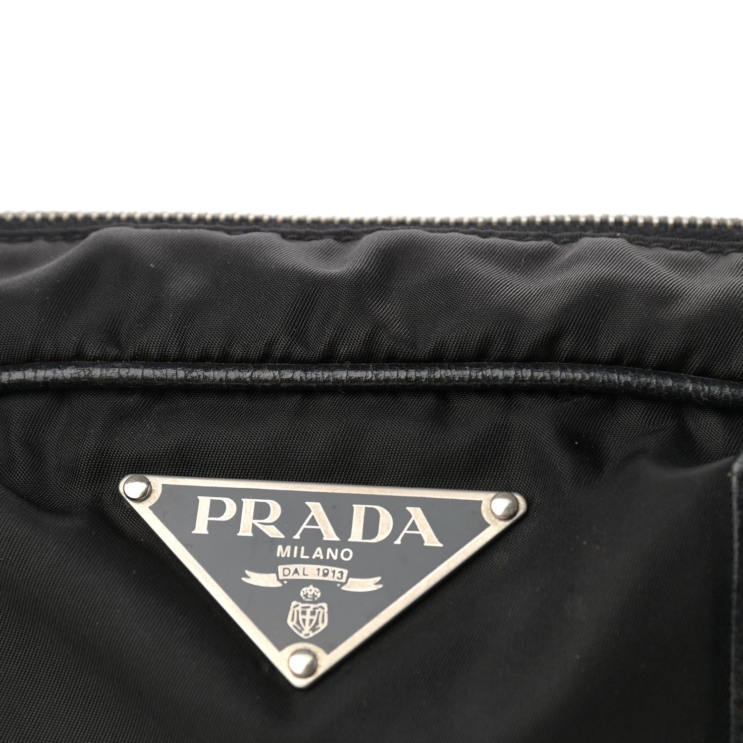 Prada Tessuto Nylon Calfskin Shoulder Bag Black 13 of 13