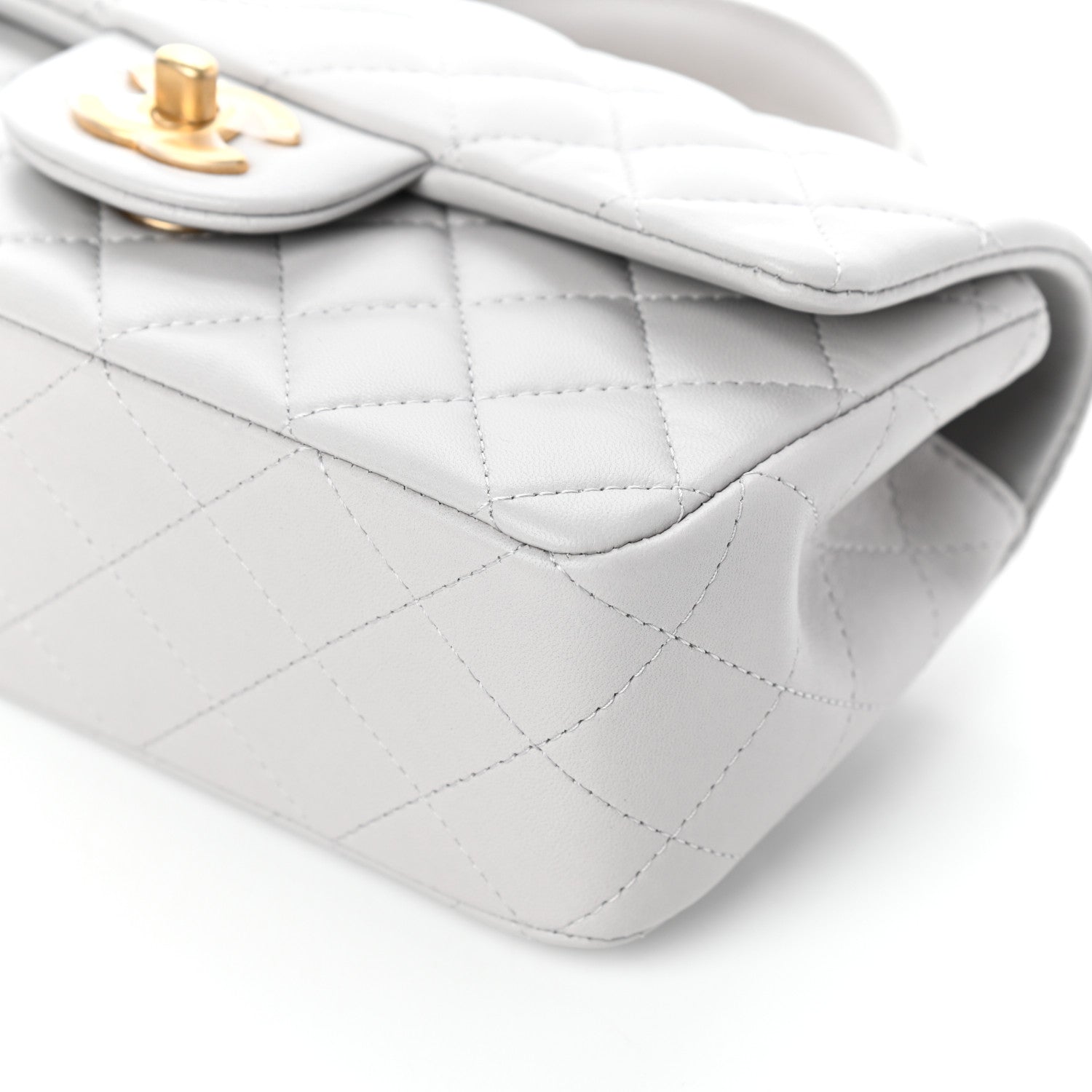 Chanel Lambskin Quilted Mini Top Handle Rectangular Flap Grey 9 of 10