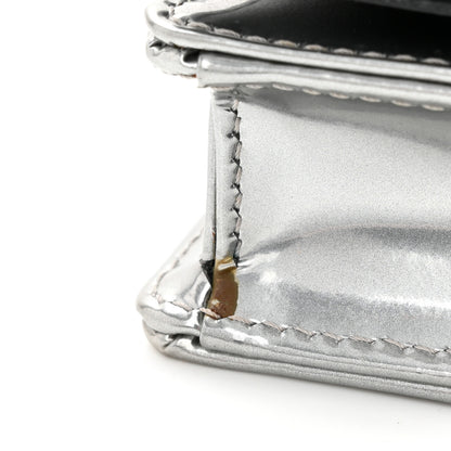 Christian Dior Metallic Patent Micro-Cannage Diorama Wallet on Chain Pouch Silver 10 of 14