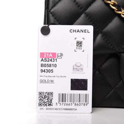 Chanel Lambskin Quilted Mini Top Handle Rectangular Flap Black 11 of 11