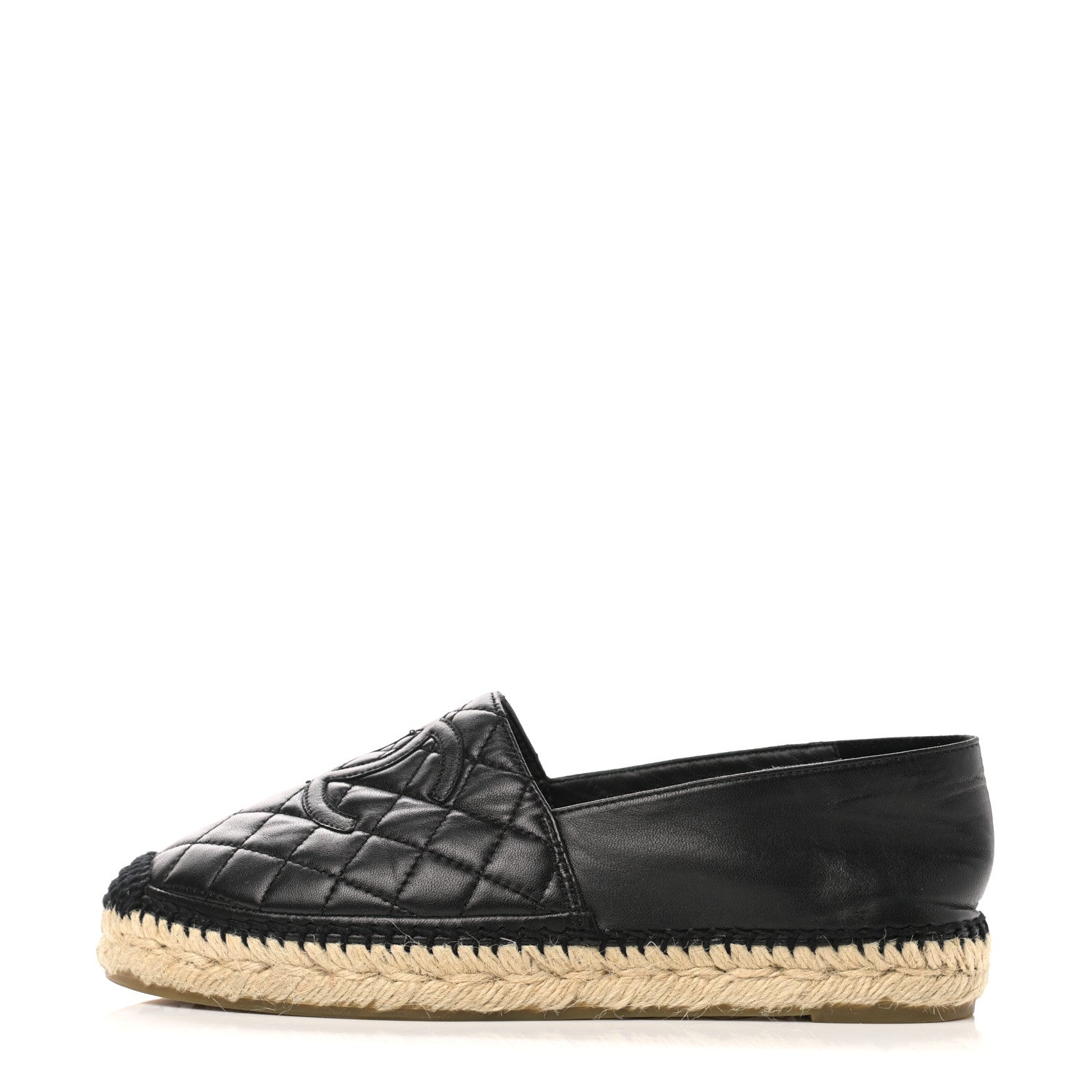 Chanel Lambskin Quilted CC Espadrilles 38 Black 1 of 8