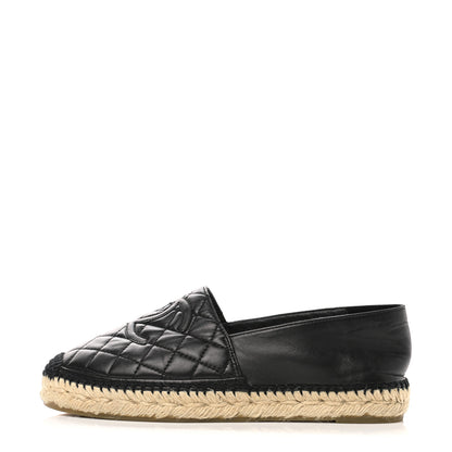 Chanel Lambskin Quilted CC Espadrilles 38 Black 1 of 8