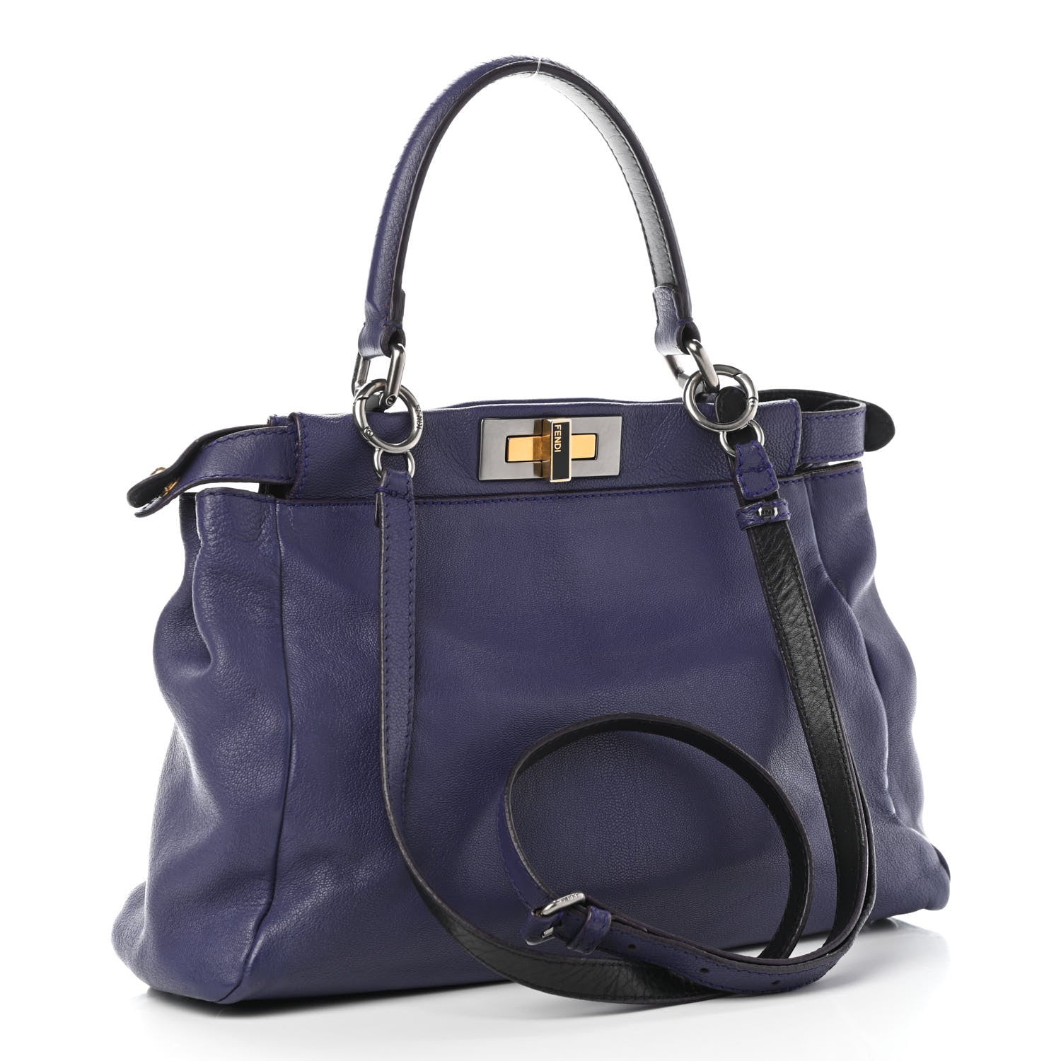 Fendi Goatskin Zucca Medium Peekaboo Iconic Satchel Purple 3 of 12