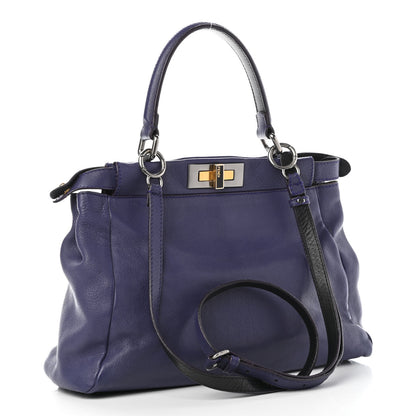 Fendi Goatskin Zucca Medium Peekaboo Iconic Satchel Purple 3 of 12