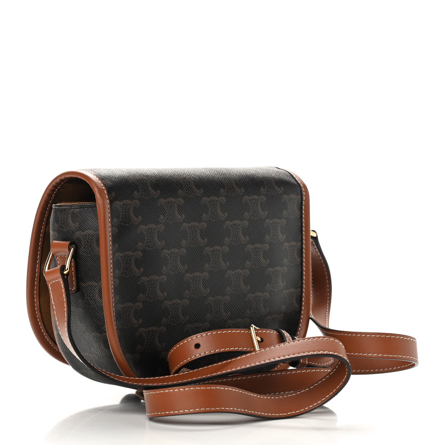 Celine Triomphe Canvas Medium Folco Bag Tan 3 of 8