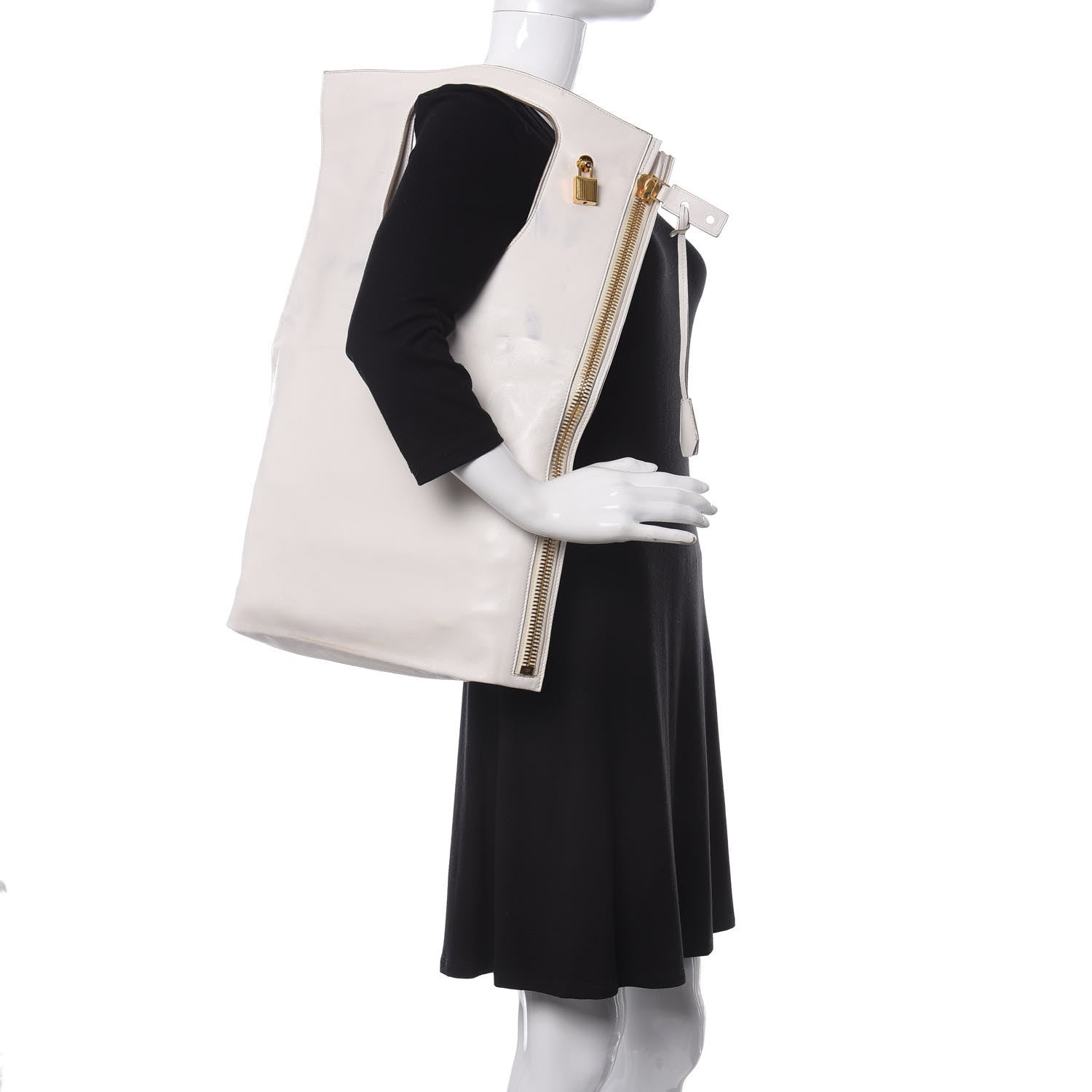 Tom Ford Ramskin Large Alix Padlock Zip Shoulder Bag White 2 of 12