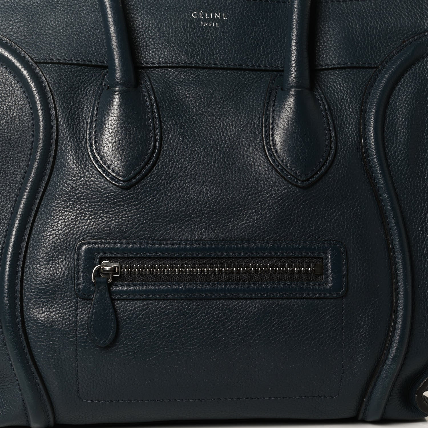 Celine Drummed Calfskin Mini Luggage Blue 9 of 15