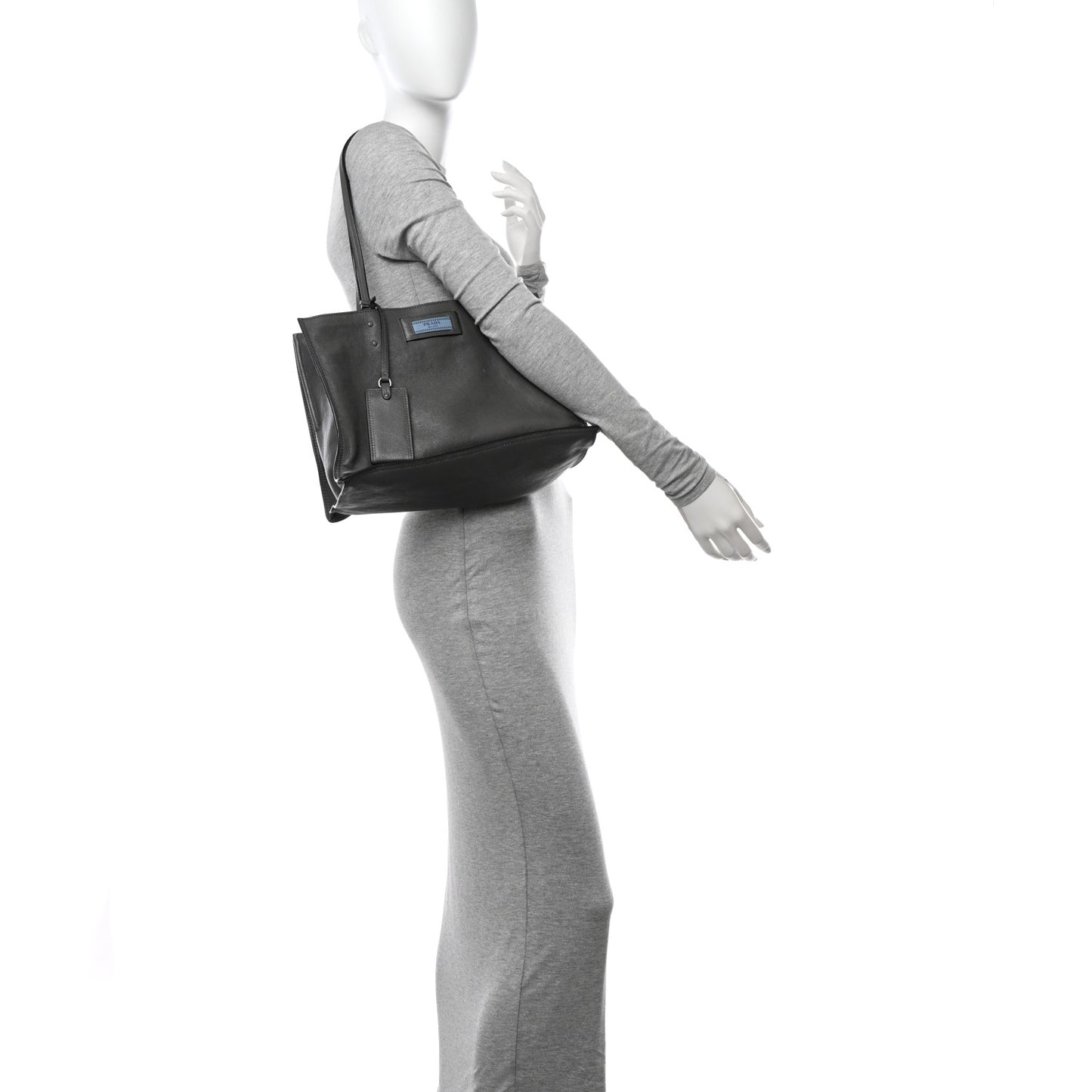 Glace Calfskin Etiquette Shopping Bag Marine Astrale