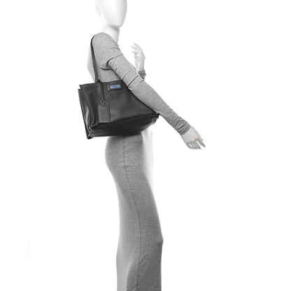 Prada Glace Calfskin Etiquette Shopping Bag Marine Astrale 2 of 10