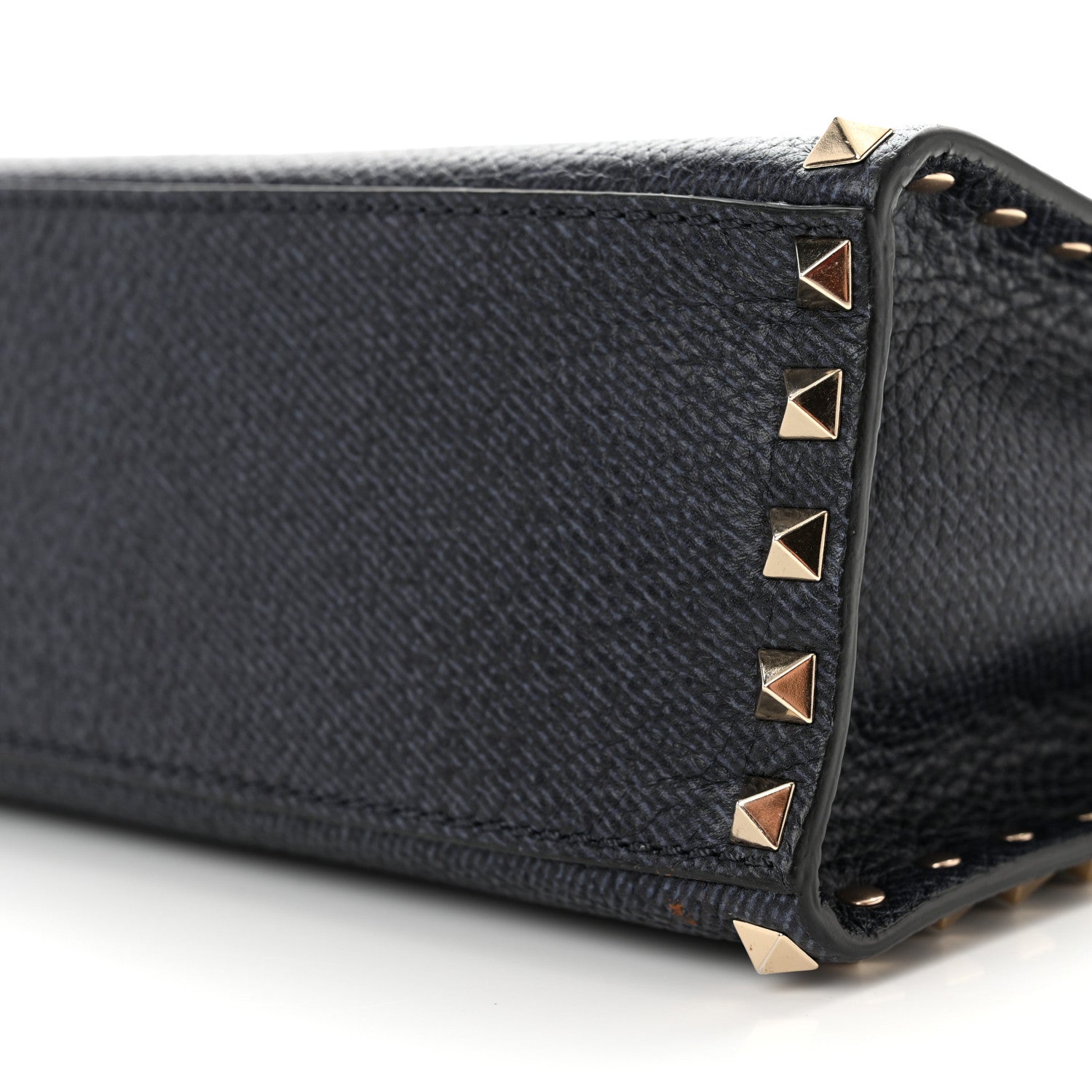 Valentino Garavani Pebbled Calfskin Small Rockstud Single Handle Flap Bag Deep Denim 9 of 9