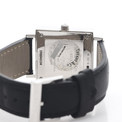 Tiffany Sterling Silver Calfskin 27mm Atlas Square Quartz Watch 5 of 5