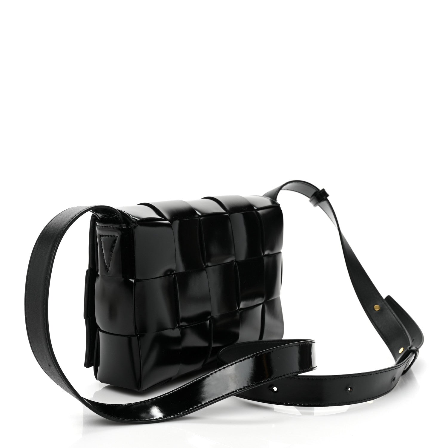Bottega Veneta Patent Maxi Intrecciato Cassette Crossbody Bag Black 3 of 8