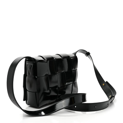Bottega Veneta Patent Maxi Intrecciato Cassette Crossbody Bag Black 3 of 8