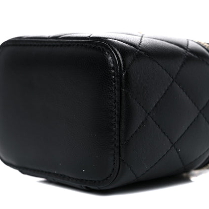 Chanel Lambskin Quilted Top Handle Mini Vanity Case With Chain Black 7 of 10