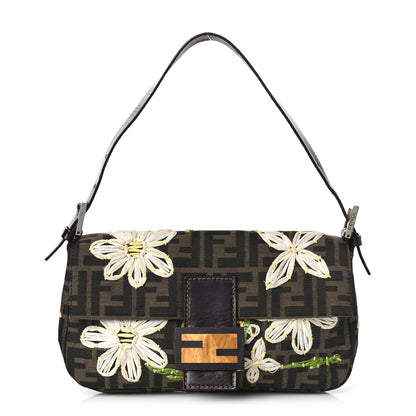 Fendi Zucca Flower Applique Baguette Tobacco 1 of 10