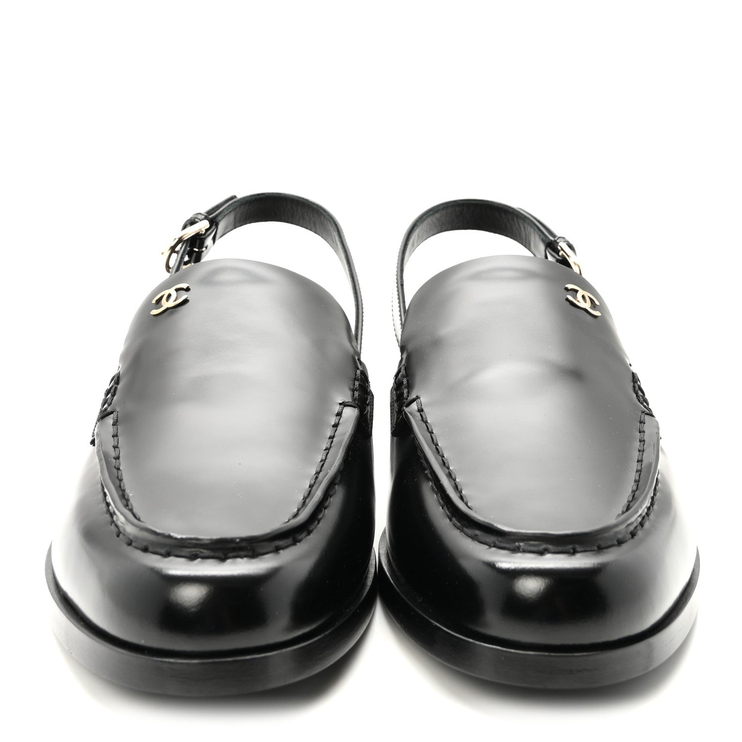 Chanel Shiny Calfskin Slingback Loafers 40.5 Black 3 of 10