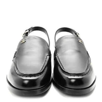 Chanel Shiny Calfskin Slingback Loafers 40.5 Black 3 of 10