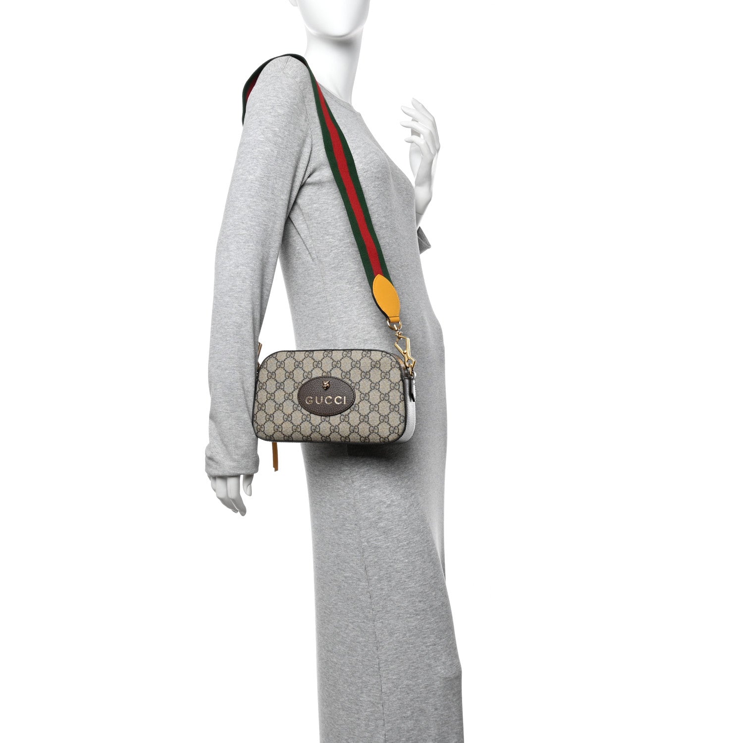 Gucci GG Supreme Monogram Web Neo Vintage Shoulder Bag Beige New Acero Crop 2 of 12