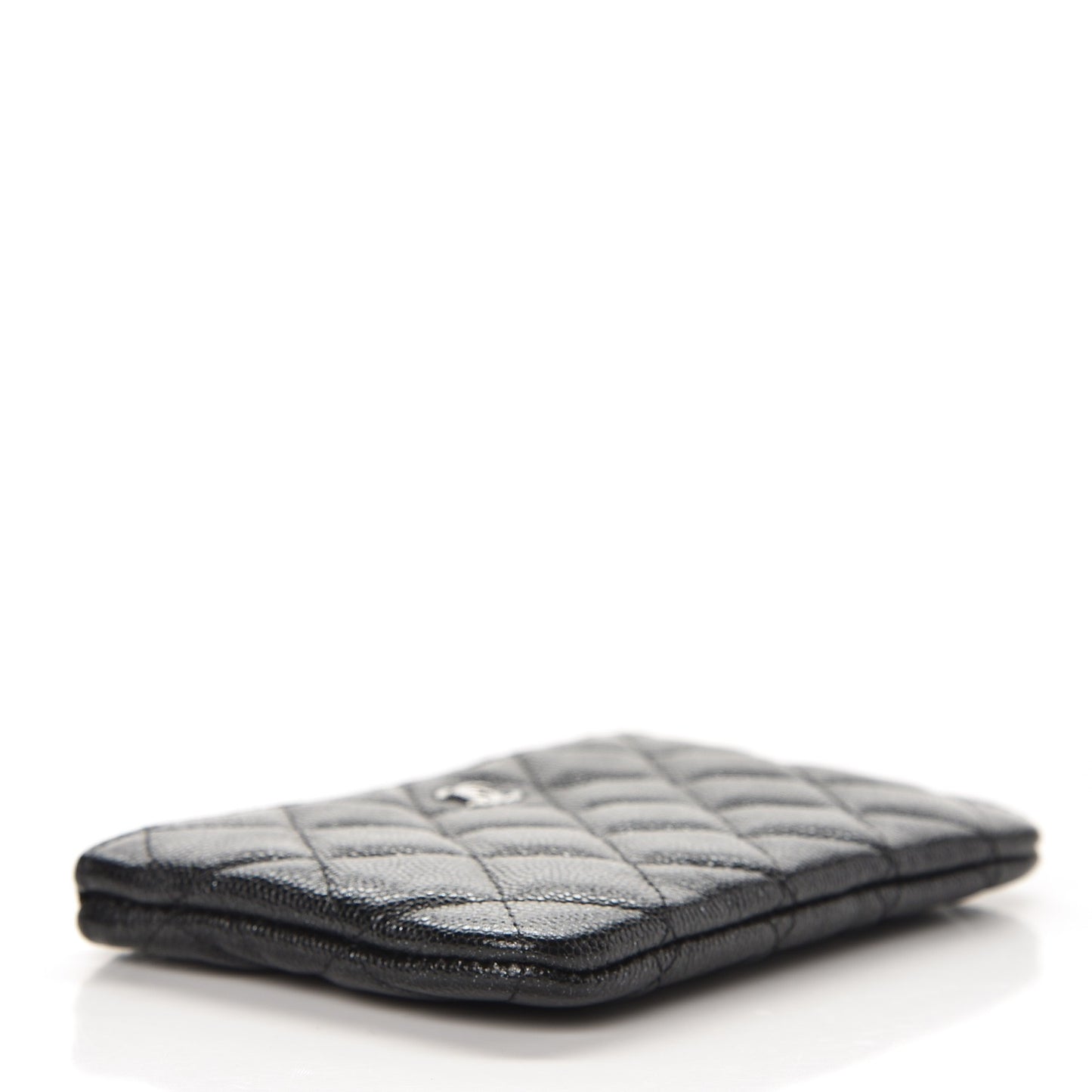 Iridescent Caviar Quilted Small Cosmetic Case Black