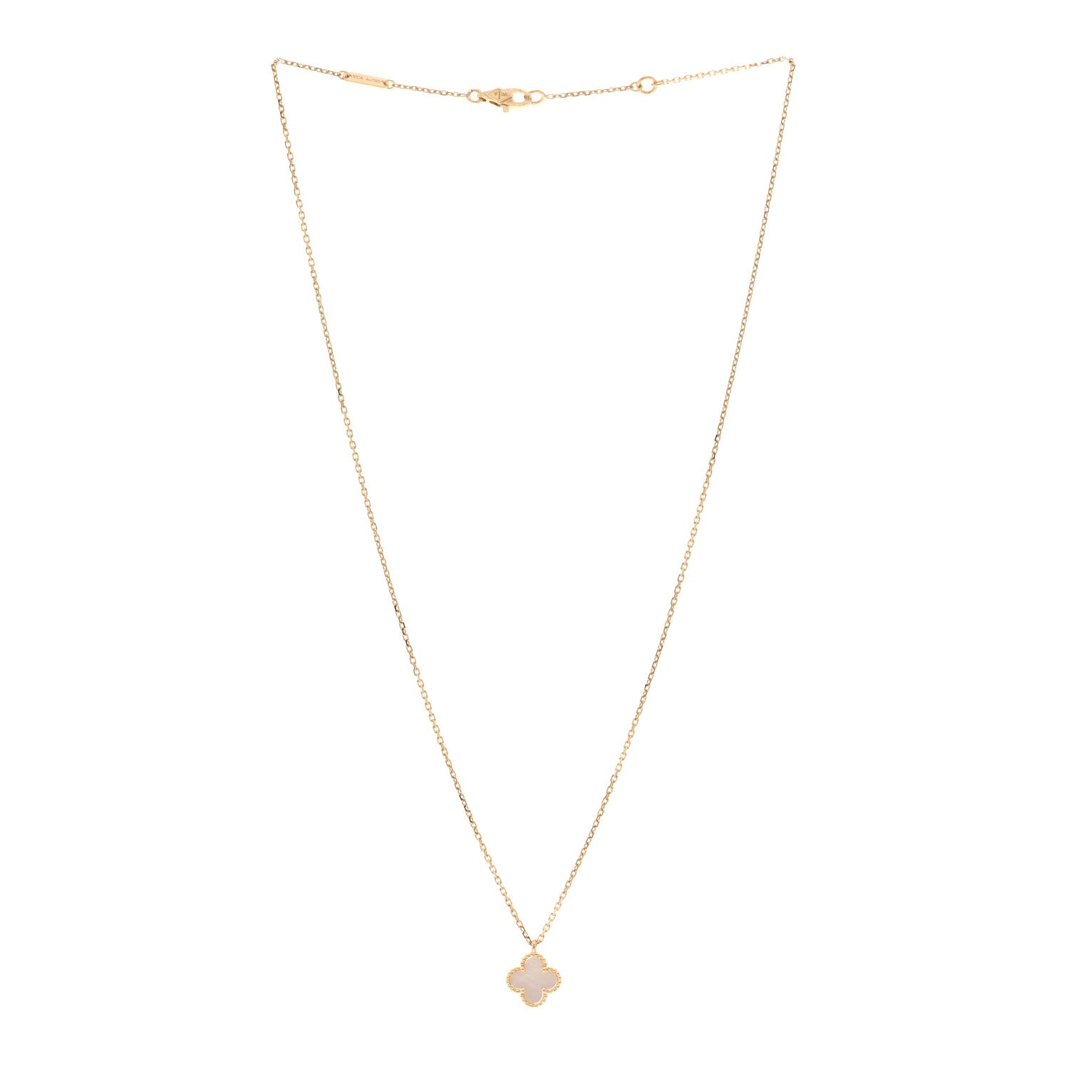 Van Cleef & Arpels 18K Yellow Gold Mother of Pearl Sweet Alhambra Pendant Necklace 3 of 6