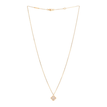 Van Cleef & Arpels 18K Yellow Gold Mother of Pearl Sweet Alhambra Pendant Necklace 3 of 6