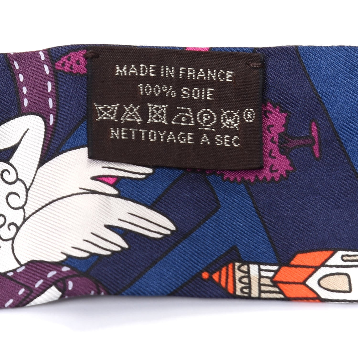 Hermes Silk Les Nouveaux Amoureux de Paris Twilly Marine Violet White 3 of 4