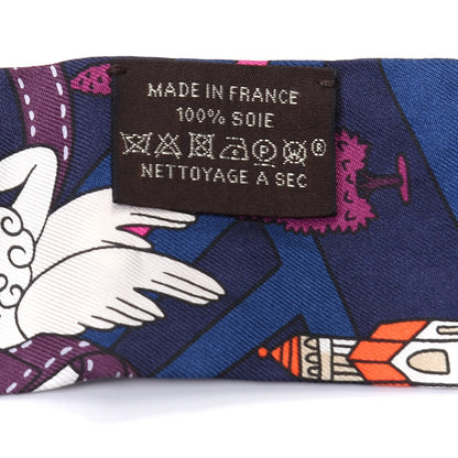 Hermes Silk Les Nouveaux Amoureux de Paris Twilly Marine Violet White 3 of 4