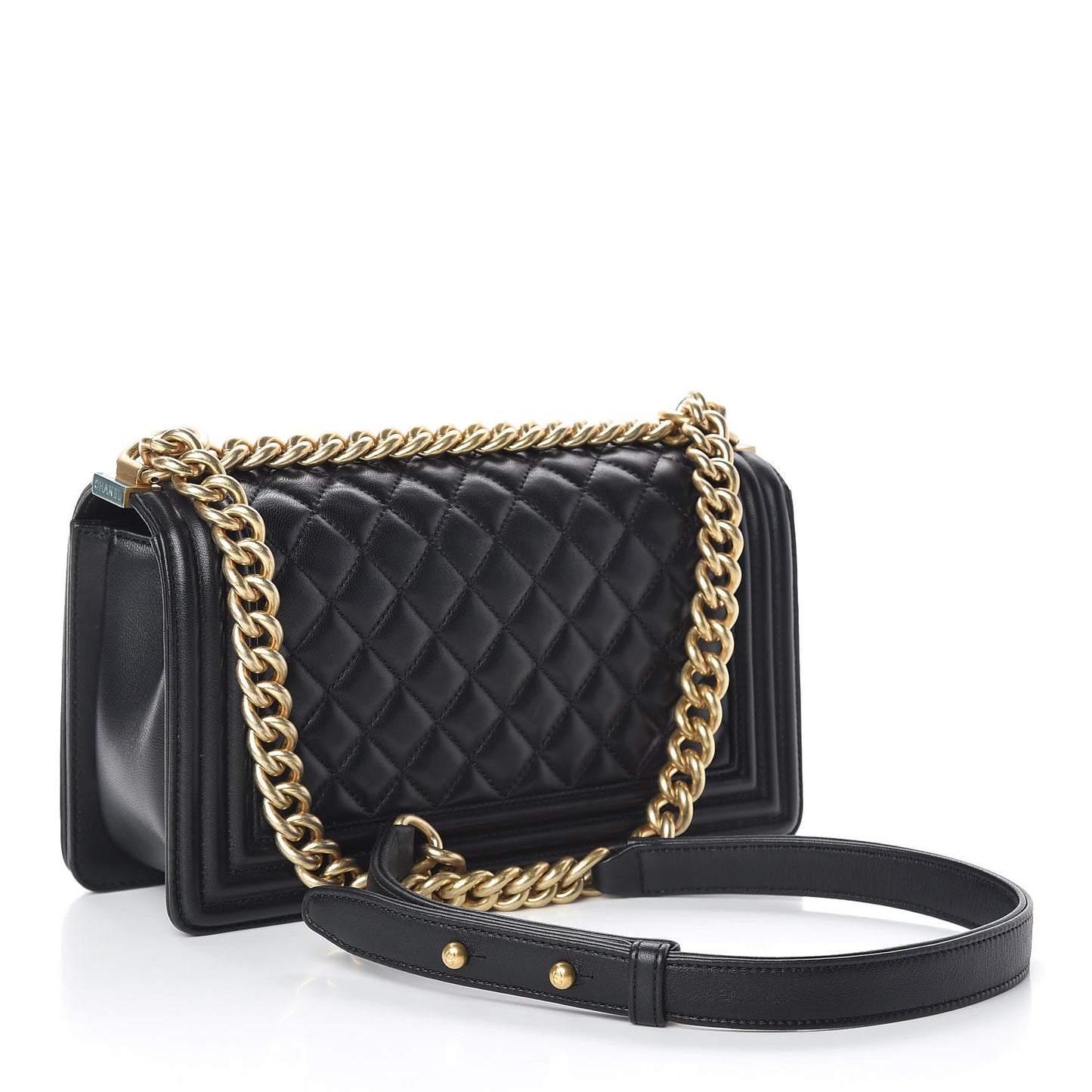 Lambskin Quilted Medium Boy Flap Black