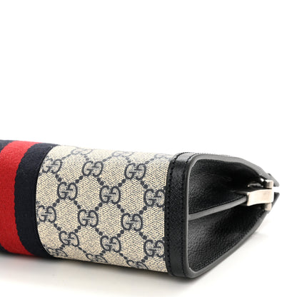 Gucci GG Supreme Monogram Textured Dollar Calfskin Web Small Ophidia Chain Shoulder Bag Beige Blue 9 of 11