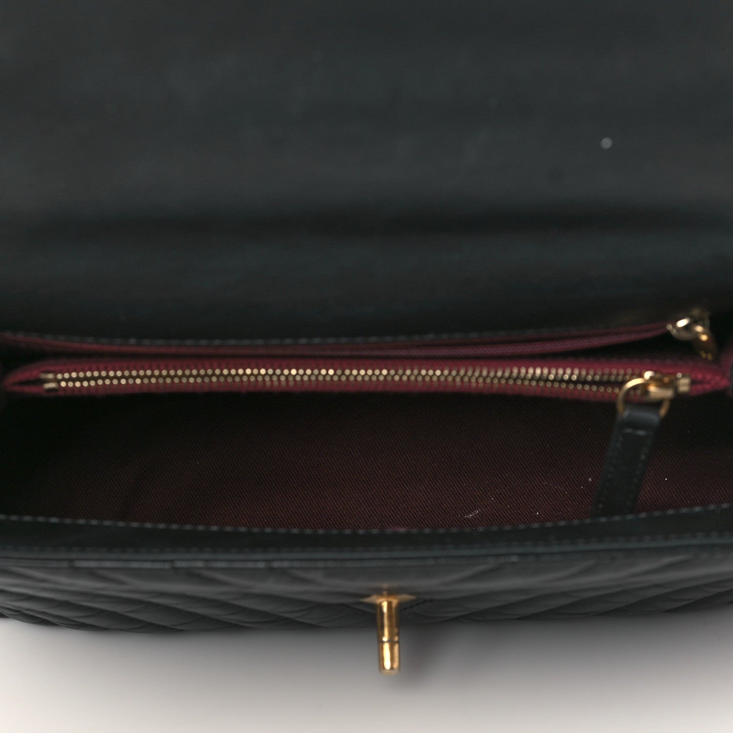 Chanel Aged Calfskin Chevron Quilted Small Coco Handle Flap Black 5 of 9