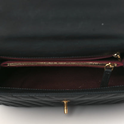 Chanel Aged Calfskin Chevron Quilted Small Coco Handle Flap Black 5 of 9