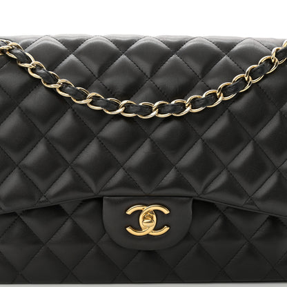 Chanel Lambskin Quilted Jumbo Double Flap Black 8 of 12